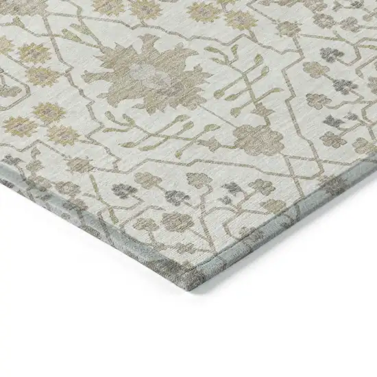 Ivory Beige And Gray Oriental Washable Indoor Outdoor Area Rug Photo 4