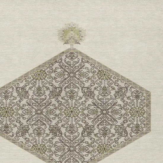 Ivory Beige And Gray Oriental Washable Indoor Outdoor Area Rug Photo 6