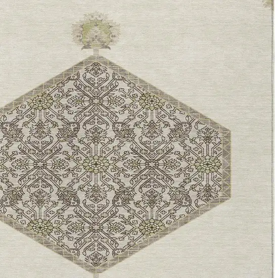Ivory Beige And Gray Oriental Washable Indoor Outdoor Area Rug Photo 6