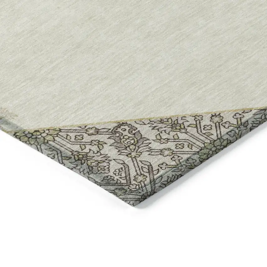 Ivory Beige And Gray Oriental Washable Indoor Outdoor Area Rug Photo 4