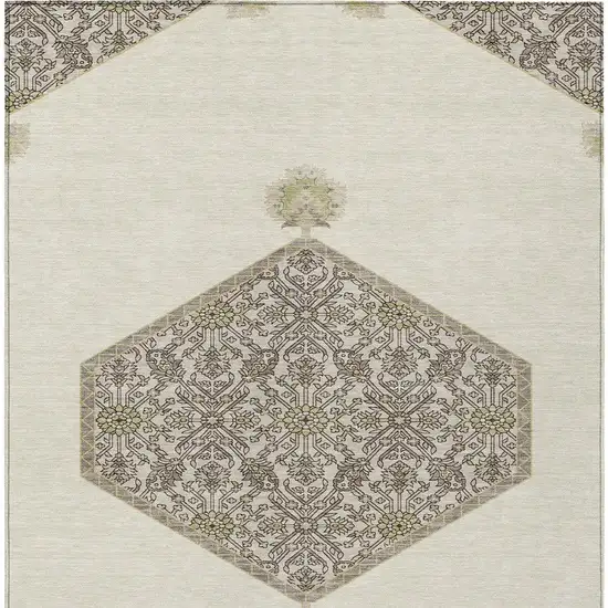 Ivory Beige And Gray Oriental Washable Indoor Outdoor Area Rug Photo 6