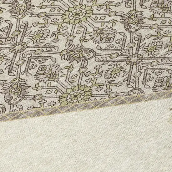 Ivory Beige And Gray Oriental Washable Indoor Outdoor Area Rug Photo 4