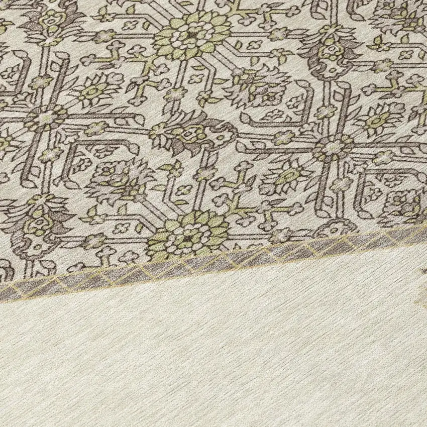Ivory Beige And Gray Oriental Washable Indoor Outdoor Area Rug Photo 4
