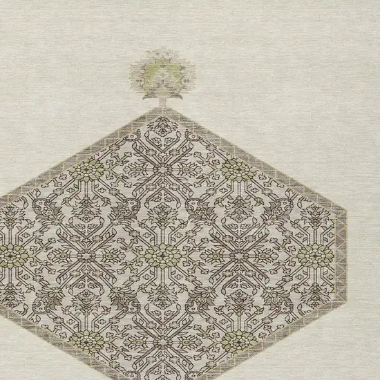 Ivory Beige And Gray Oriental Washable Indoor Outdoor Area Rug Photo 5