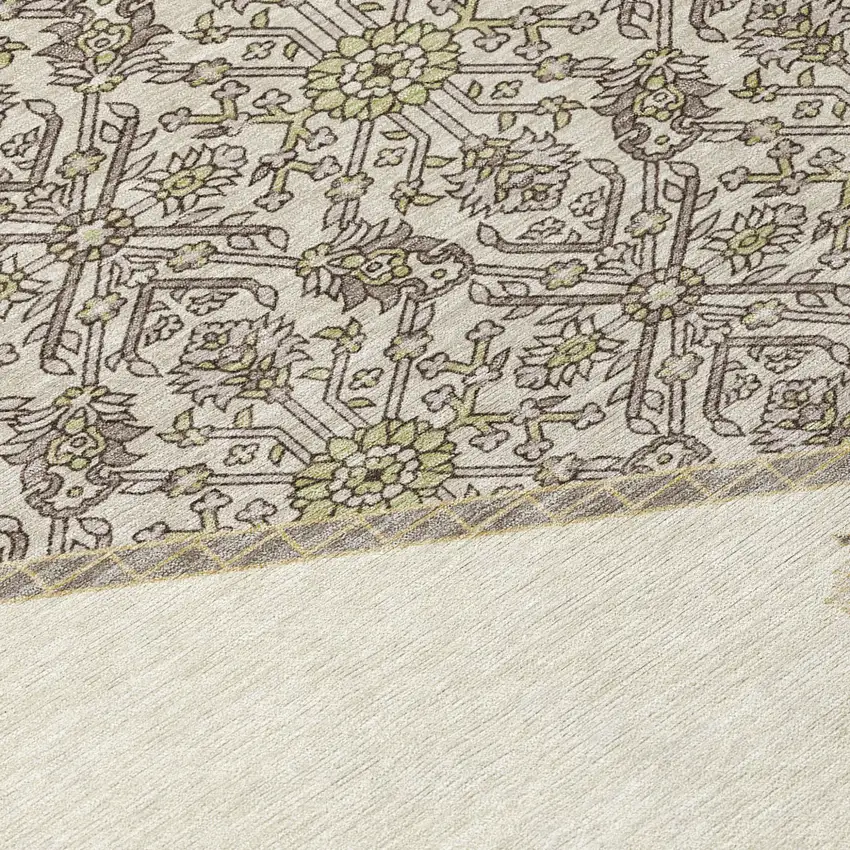 Ivory Beige And Gray Oriental Washable Indoor Outdoor Area Rug Photo 5