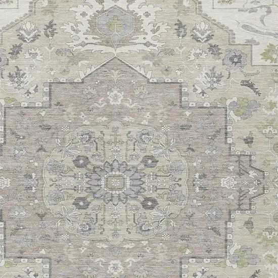 Ivory Beige And Gray Oriental Washable Indoor Outdoor Area Rug Photo 6