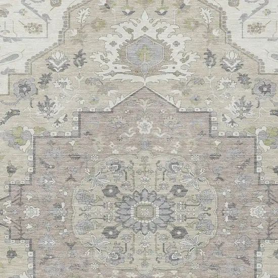 Ivory Beige And Gray Oriental Washable Indoor Outdoor Area Rug Photo 6