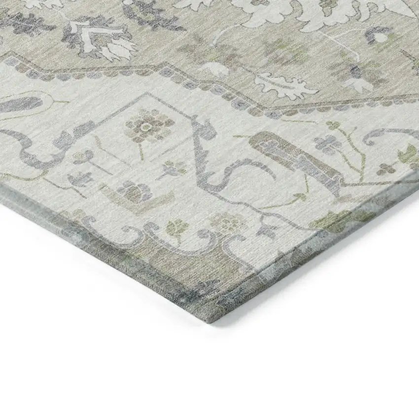 Ivory Beige And Gray Oriental Washable Indoor Outdoor Area Rug Photo 4