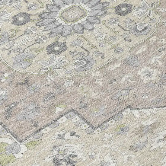 Ivory Beige And Gray Oriental Washable Indoor Outdoor Area Rug Photo 5