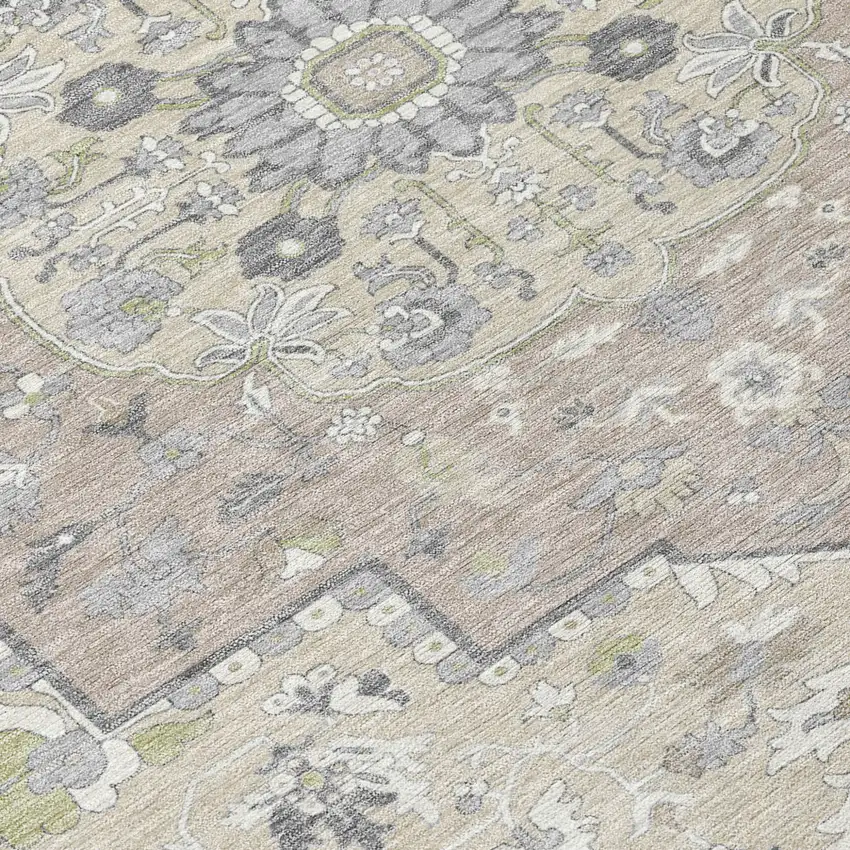 Ivory Beige And Gray Oriental Washable Indoor Outdoor Area Rug Photo 5