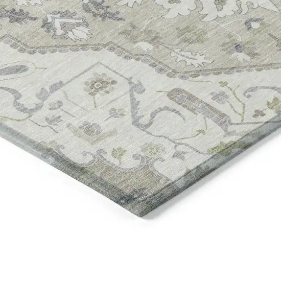 Ivory Beige And Gray Oriental Washable Indoor Outdoor Area Rug Photo 4