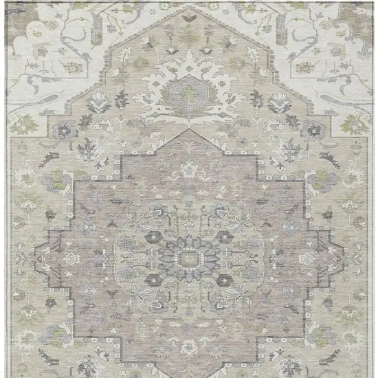 Ivory Beige And Gray Oriental Washable Indoor Outdoor Area Rug Photo 7