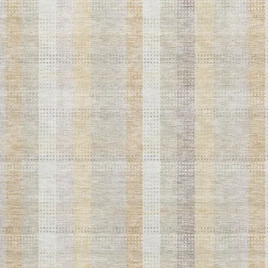 Ivory Beige And Gray Plaid Washable Area Rug With UV Protection Photo 2