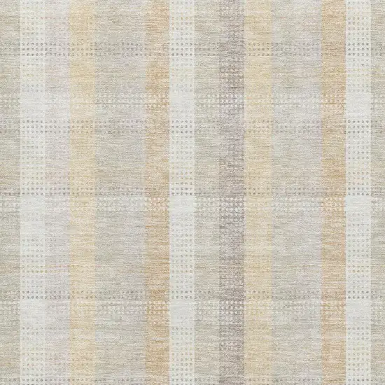 Ivory Beige And Gray Plaid Washable Area Rug With UV Protection Photo 2