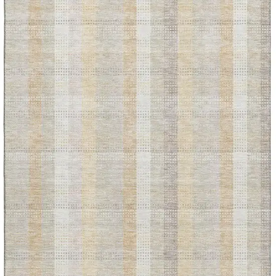 Ivory Beige And Gray Plaid Washable Area Rug With UV Protection Photo 3