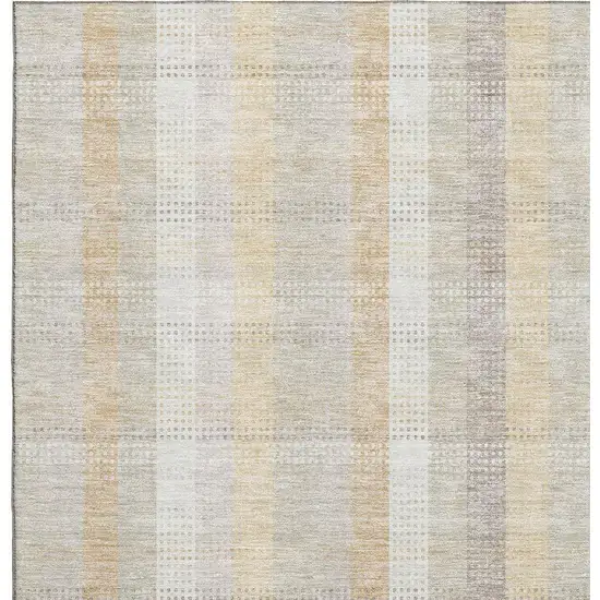 Ivory Beige And Gray Plaid Washable Area Rug With UV Protection Photo 2