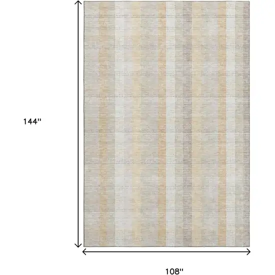 Ivory Beige And Gray Plaid Washable Area Rug With UV Protection Photo 9