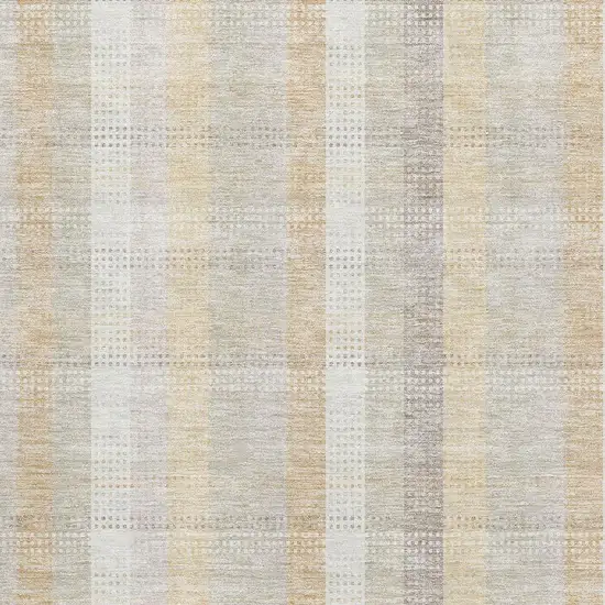 Ivory Beige And Gray Plaid Washable Area Rug With UV Protection Photo 2