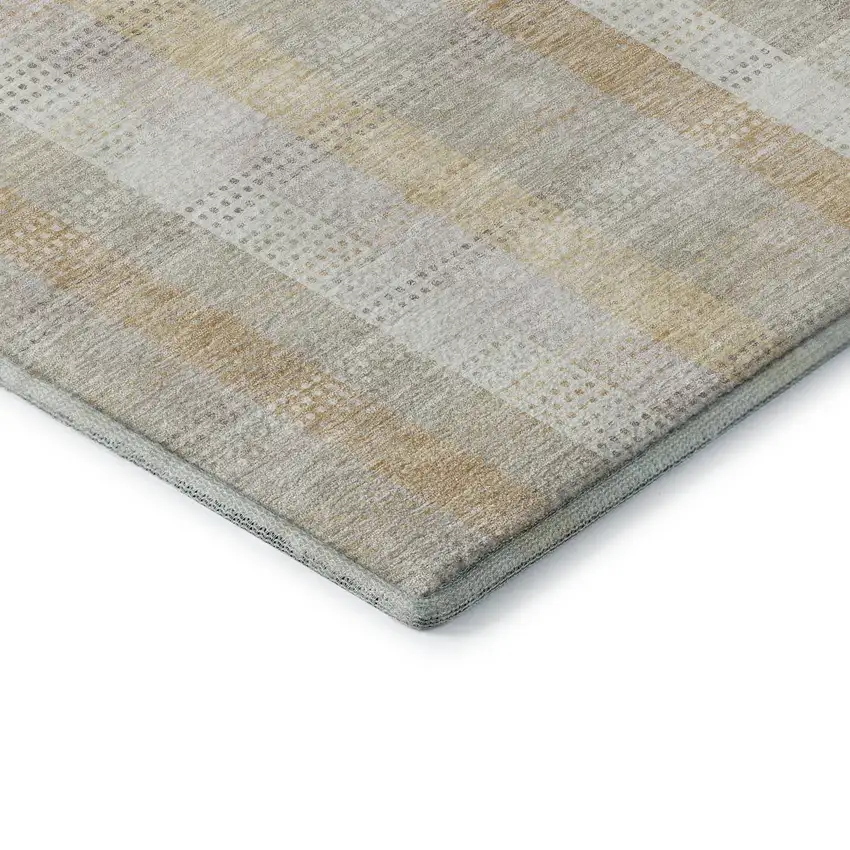 Ivory Beige And Gray Plaid Washable Area Rug With UV Protection Photo 7