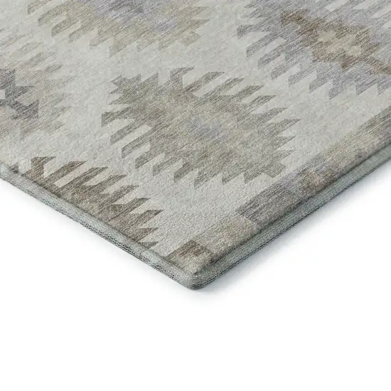 Ivory Beige And Gray Southwestern Washable Area Rug With UV Protection Photo 7