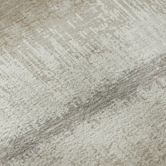 Ivory Beige And Gray Striped Washable Area Rug With UV Protection Photo 7