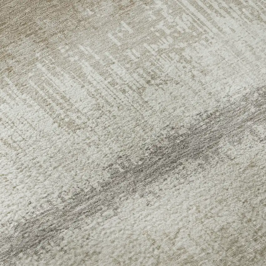 Ivory Beige And Gray Striped Washable Area Rug With UV Protection Photo 7