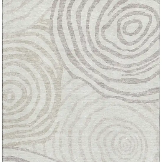Ivory Beige And Khaki Abstract Washable Area Rug With UV Protection Photo 4