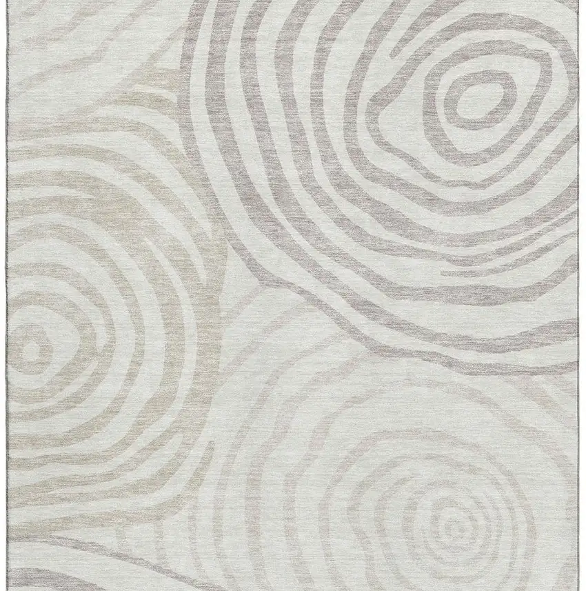 Ivory Beige And Khaki Abstract Washable Area Rug With UV Protection Photo 4