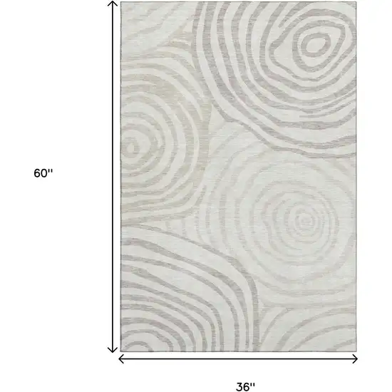 Ivory Beige And Khaki Abstract Washable Area Rug With UV Protection Photo 3