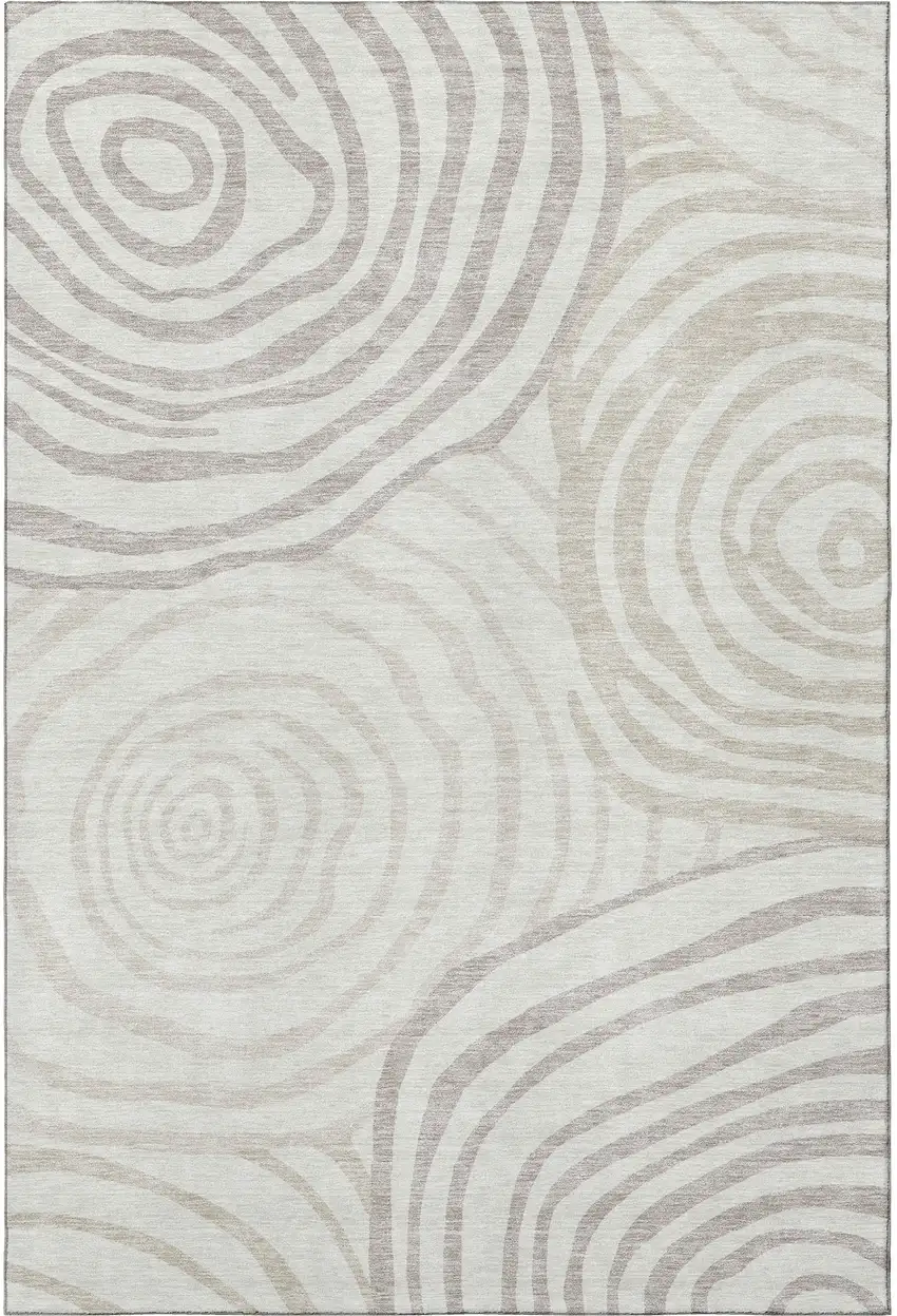 Ivory Beige And Khaki Abstract Washable Area Rug With UV Protection Photo 3