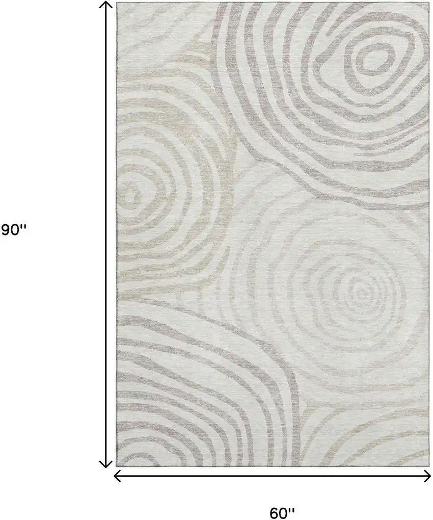 Ivory Beige And Khaki Abstract Washable Area Rug With UV Protection Photo 3