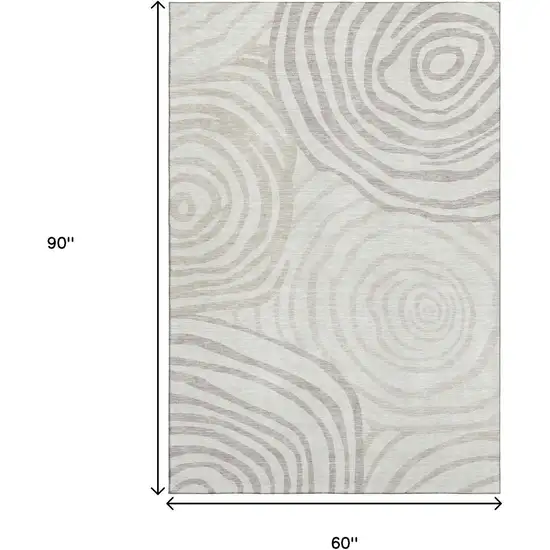 Ivory Beige And Khaki Abstract Washable Area Rug With UV Protection Photo 3