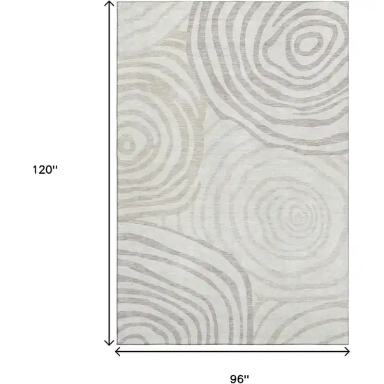 Ivory Beige And Khaki Abstract Washable Area Rug With UV Protection Photo 3