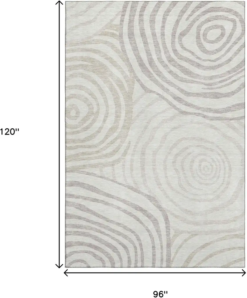 Ivory Beige And Khaki Abstract Washable Area Rug With UV Protection Photo 3