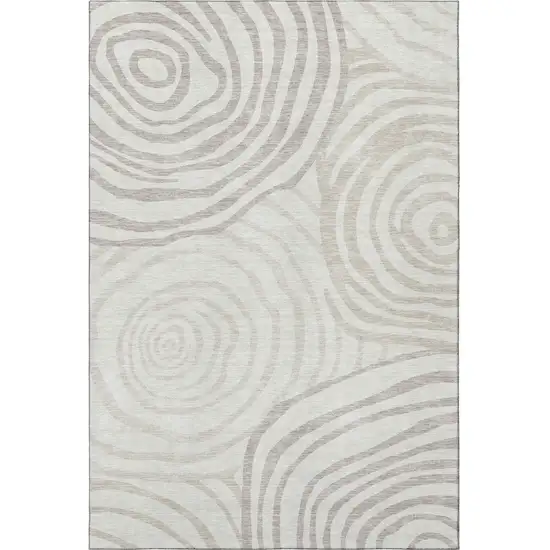 Ivory Beige And Khaki Abstract Washable Area Rug With UV Protection Photo 4
