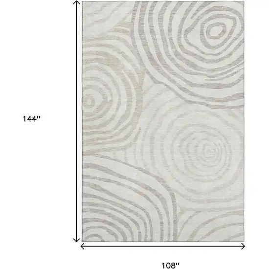 Ivory Beige And Khaki Abstract Washable Area Rug With UV Protection Photo 3