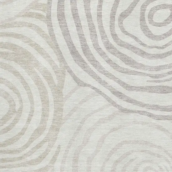 Ivory Beige And Khaki Abstract Washable Area Rug With UV Protection Photo 3