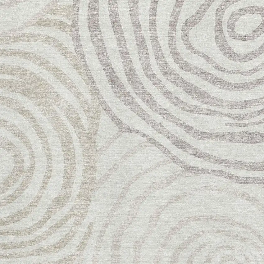 Ivory Beige And Khaki Abstract Washable Area Rug With UV Protection Photo 3