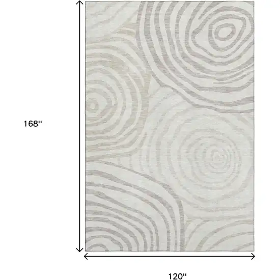Ivory Beige And Khaki Abstract Washable Area Rug With UV Protection Photo 3