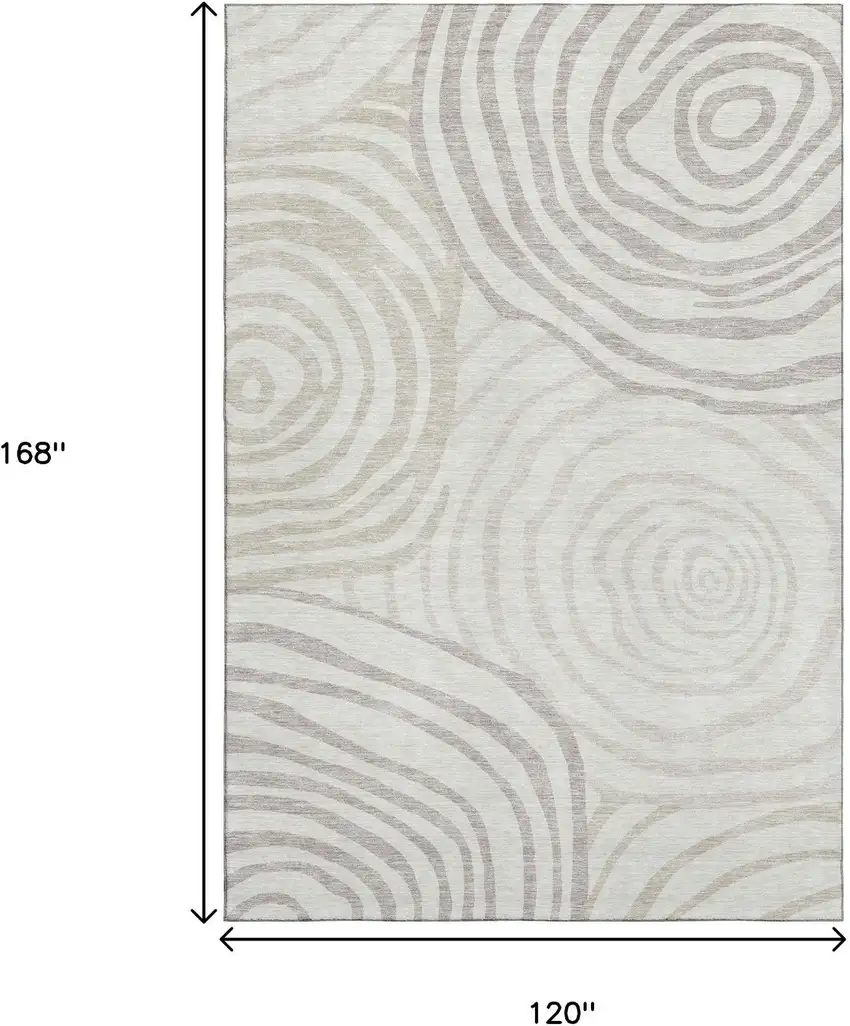 Ivory Beige And Khaki Abstract Washable Area Rug With UV Protection Photo 3
