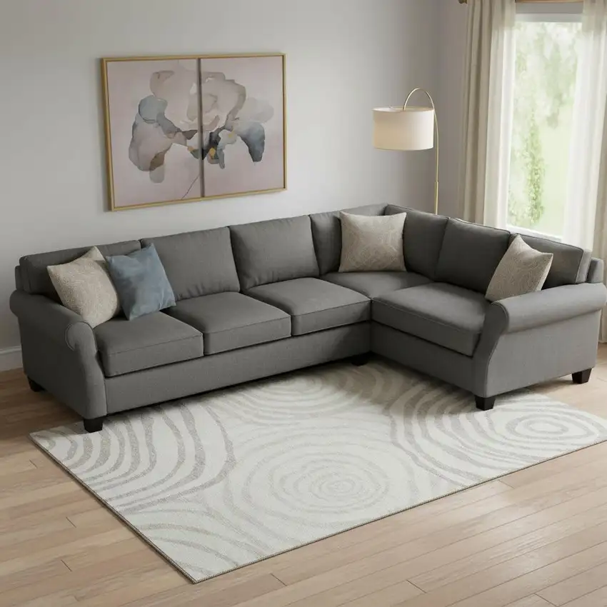 Ivory Beige And Khaki Abstract Washable Area Rug With UV Protection Photo 1