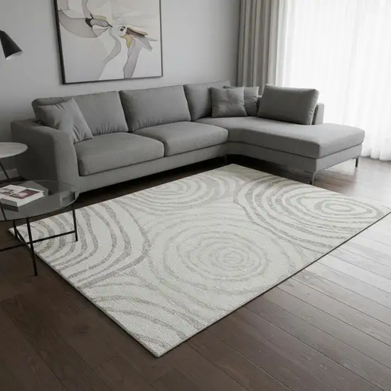 Ivory Beige And Khaki Abstract Washable Area Rug With UV Protection Photo 2