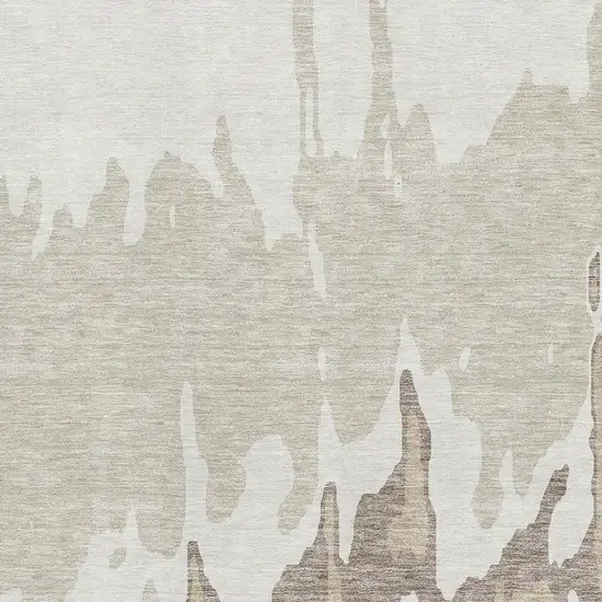 Ivory Beige And Khaki Abstract Washable Area Rug With UV Protection Photo 3