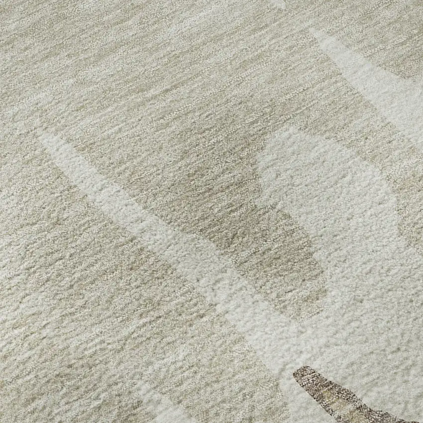 Ivory Beige And Khaki Abstract Washable Area Rug With UV Protection Photo 1