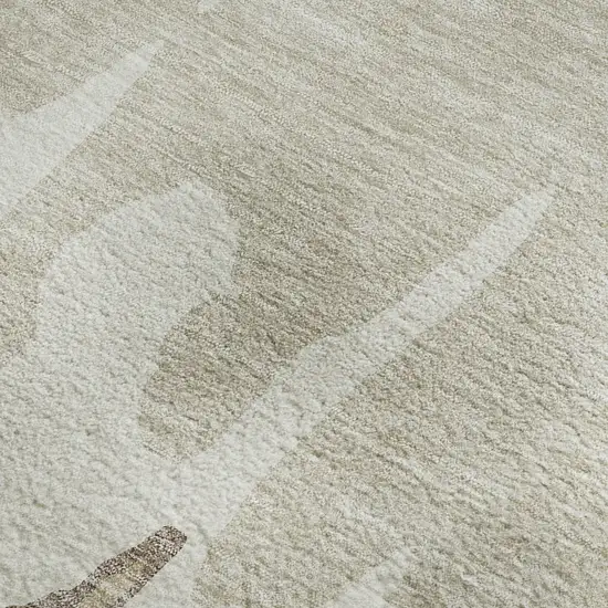 Ivory Beige And Khaki Abstract Washable Area Rug With UV Protection Photo 3