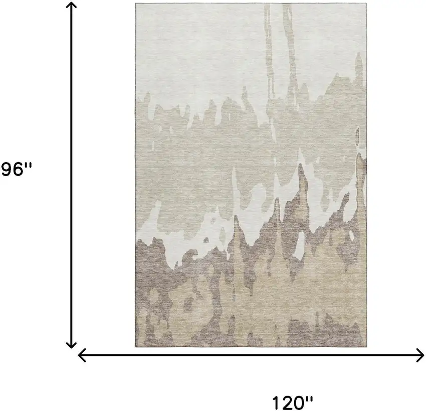 Ivory Beige And Khaki Abstract Washable Area Rug With UV Protection Photo 8