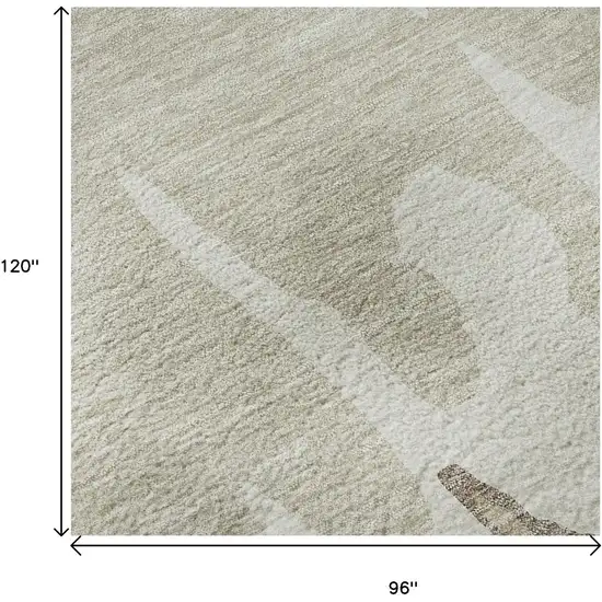 Ivory Beige And Khaki Abstract Washable Area Rug With UV Protection Photo 9