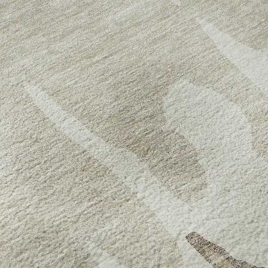 Ivory Beige And Khaki Abstract Washable Area Rug With UV Protection Photo 1
