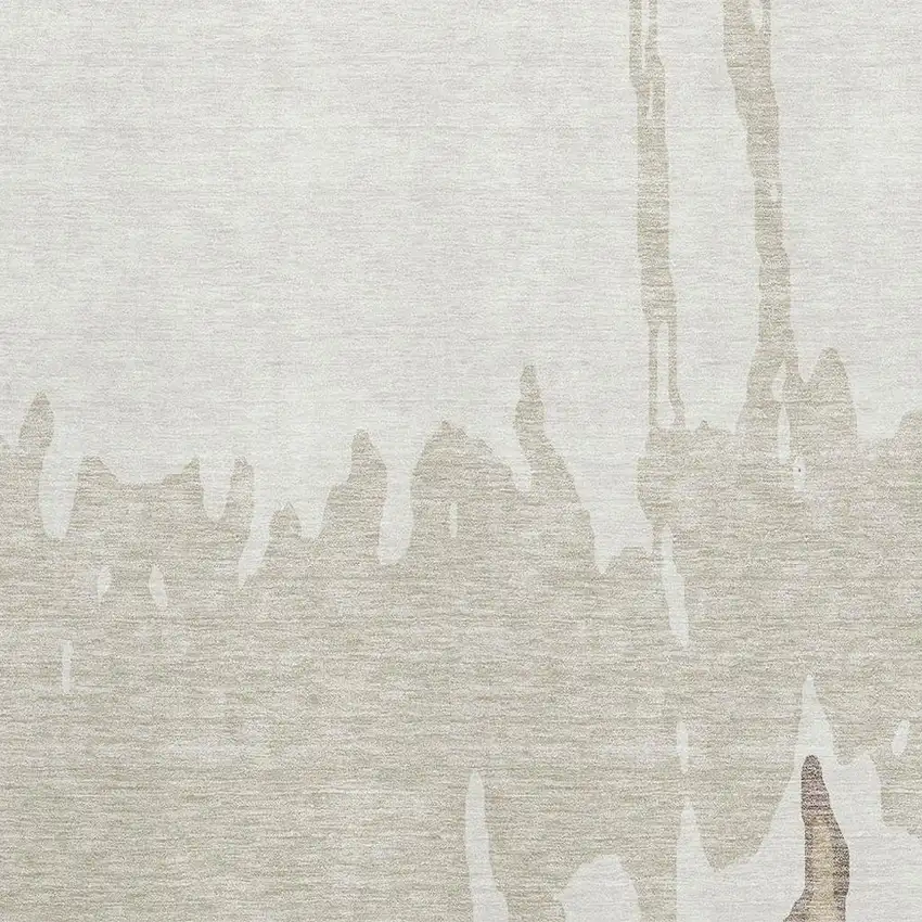 Ivory Beige And Khaki Abstract Washable Area Rug With UV Protection Photo 3