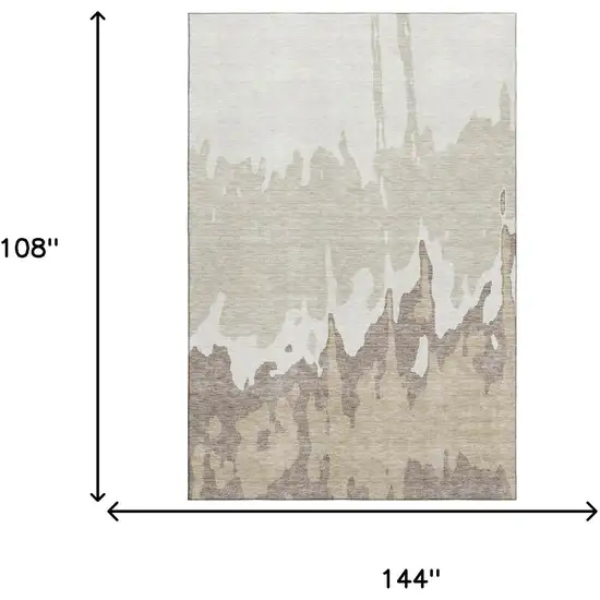 Ivory Beige And Khaki Abstract Washable Area Rug With UV Protection Photo 9
